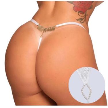 Imagem de Fio Dental Tailandesa Branco Strass Frases Tallyta, Safada