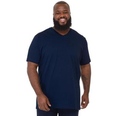 Imagem de Camiseta Plus Size Anistia Masculina Gola V Algodão Marinho, G1