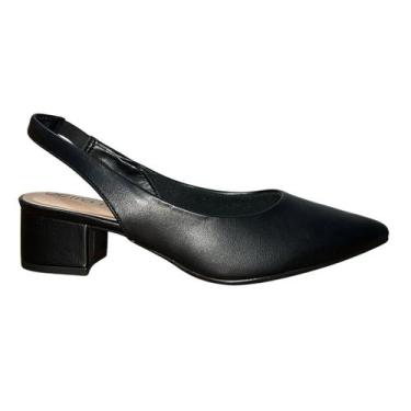 Imagem de Scarpin Slingback de Salto Bloco Feminino Beira Rio 4182.226 Preto, Pr