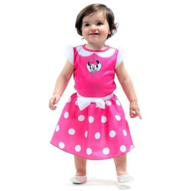 Imagem de Fantasia Minnie Rosa Com Bolinha e Laço Original Disney Para Bebê, Ros