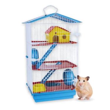 Imagem de Gaiola Para Hamster 3 Andares Cor Vermelho Teto Plástico Pet - Jel Pla