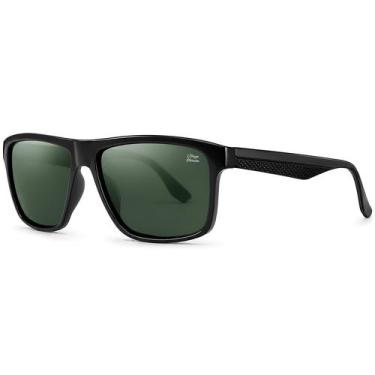Imagem de Óculos de Sol Masculino Casual Quadrado Polarizado+UV400 Lente Verde C