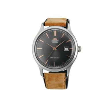 Imagem de ORIENT Relógio social japonês Bambino versão 10.2 cm automático/corda manual de aço inoxidável e couro, Cinza, 41 mm, Vestido