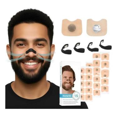 Imagem de Kit dilatador nasal anatômico anti-ronco com tiras adesivas melhora re
