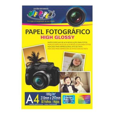 Imagem de Papel Fotográfico Alto Brilho High Glossy 180g A4 para Jato de Tinta R