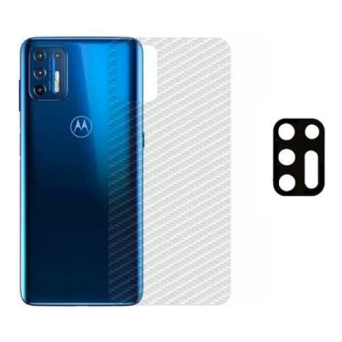 Imagem de Kit Película Skin Carbono e Lente da Câmera Para Moto G9 Plus (XT2087) - Jodda
