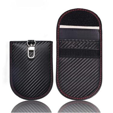 Imagem de 2Pcs Caso Da Chave Do Carro Da Fibra De Carbono Rfid, Protetor Impermeável Anti-Varredura Anti-Eletromagnético, Bloqueador De Caso De Bloqueio De Sinal