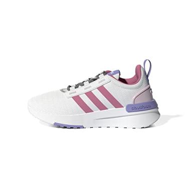 Imagem de adidas Tênis de corrida unissex infantil Racer TR21, Branco/tom rosa/rosa transparente, 6 Big Kid