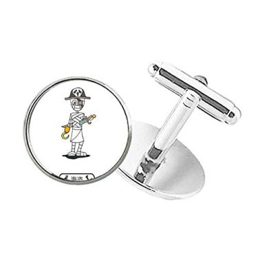 Imagem de DIYthinker Abotoaduras com clipe de botão redondo Hórus Pirata para Halloween Mamãe Egito