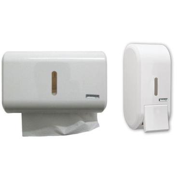 Imagem de Conjunto Dispenser Papel Toalha Saboneteira Consultorio Casa