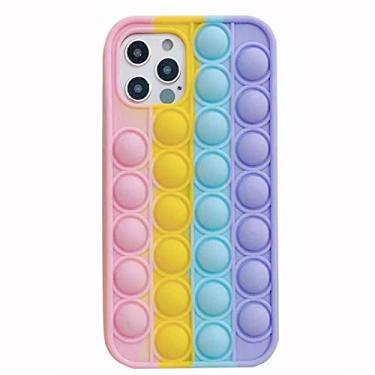 Imagem de YEARN MALL Capa para iPhone Xs/iPhone X, Push Bubble Fidget Toy Capa para telefone à prova de choque, alívio de estresse e ansiedade (arco-íris)