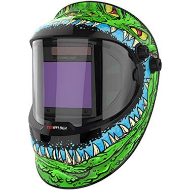Imagem de YESWELDER Grande Visualização True Color Solar Powered Auto Escurecimento Capacete de Soldagem de Prata com Vista Lateral, 4 Sensor de Arco Wide Shade 4/5-9/9-13 Máscara de Soldador para TIG MIG ARC Grinding Plasma LYG-Q800D-ME