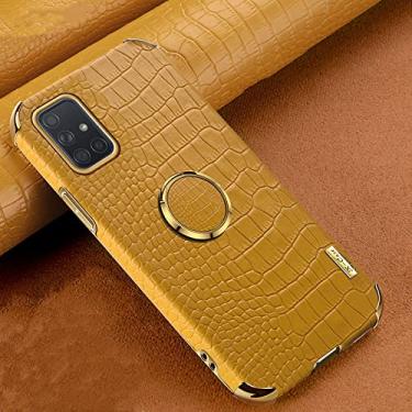 Imagem de Capa de couro padrão de crocodilo para Samsung Galaxy A51 A71 A21S A31 A22 A32 A52 A72 A13 A23 A73 A53 M52 casos, amarelo com anel, para Galaxy A23 (5G)