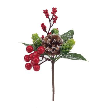 Imagem de Pick Natalino C/folhas/frutas Verm 1un 22x14x13cm 1025967