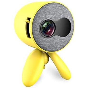 Imagem de KRASS Mini projetor portátil, projetor de vídeo LED 1080p HD sem fio telefone PC HDMI USB Home Cinema entretenimento jogos de festa, amarelo, UE, colecionador88