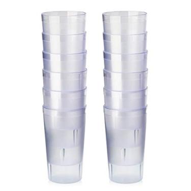Imagem de New Star Foodservice Copo para bebidas 46304, copos empilháveis, plástico SAN comercial resistente à quebra, 355 ml, transparente, conjunto de 12