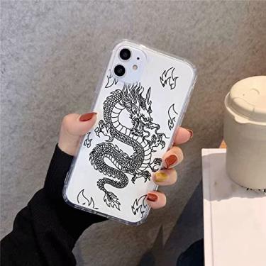 Imagem de Capa de telefone transparente de dragão de desenho animado para iPhone 13 11 Pro 12 XS MAX SE XR 7 X 8 6Plus Animal Soft TPU Cover, estilo 1, para iPhone 11 Pro max
