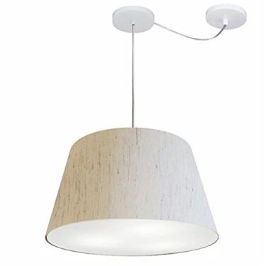 Imagem de Lustre Pendente com Desvio de Centro Cúpula Tecido 21/30x40 cm, Vivare Iluminação, Pendente4279 LLA, Linho Bege, Médio