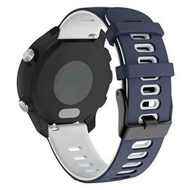 Imagem de Pulseira Dual 22mm compatível com Samsung Galaxy Watch 3 45mm - Galaxy Watch 46mm - Gear S3 Frontier - Amazfit GTR 47mm - Marca LTIMPORTS (Azul com Branco)