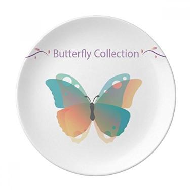 Imagem de Prato de Coleção Borboleta Rosa e Azul Bebê Decorativo de Porcelana Salver Prato de Jantar