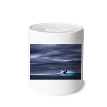 Imagem de DIYthinker Caixa de moedas de cerâmica com imagem da natureza de peixe jubarte oceano presente
