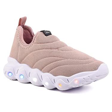 Imagem de Tenis Infantil De Led Masculino Feminino Calce Facil Meia Cor:Rosa;Tamanho:23