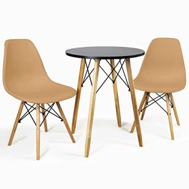 Imagem de Mesa Eiffel Redonda Branca P/Sala 60cm Com 2 Cadeiras Nude Charles Eames