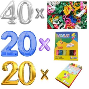 Imagem de Melhor Kit: 20cx Massinhas, 20cx Giz de Cera e mais 40 Forminhas para Modelar - Diversão Infinita! Super Opção de Lembrancinha para Festas Infantil