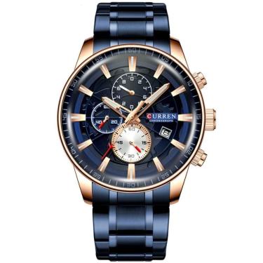 Imagem de Relógio De Pulso Esportivo Masculino Com Pulseira De Aço Inoxidável Azul