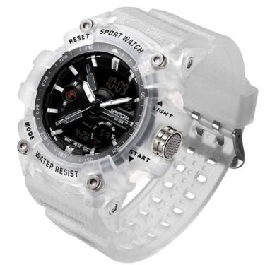 Imagem de Relógio De Pulso Masculino Esportivo De Quartzo Dual Display Digital A Prova D´agua Branco