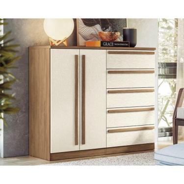 Imagem de Cômoda Infantil Malaga 2.5 2 Portas e 5 Gavetas jatoba/Areia - Santos Andirá