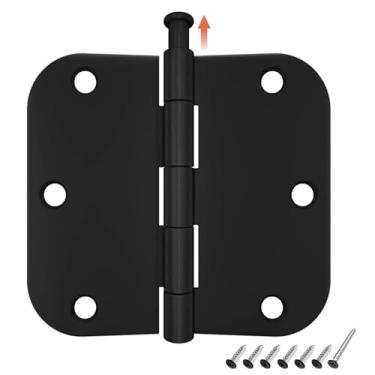 Imagem de HOSOM Pacote com 60 dobradiças arredondadas pretas foscas, 8,5 cm com canto de raio de 1,5 cm, dobradiças internas para quarto, banheiro, armário e mais