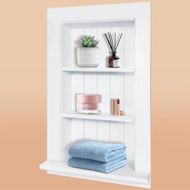 Imagem de Royxen Armário de remédios embutido, armário de remédios para banheiro, armário de remédios, grande armário de remédios (branco, 35,5 x 61 cm, 3 camadas)