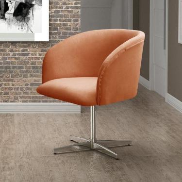 Imagem de Poltrona Atenas Base Giratória de Alumínio Sala de Estar Terracota