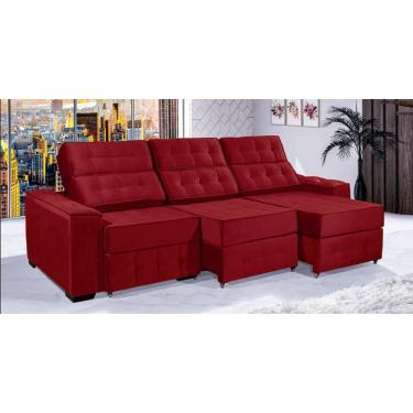 Imagem de Sofá Retrátil e Reclinável 2,90m ESTILO ESTOFADOS - PARIS 3 módulos com Velusoft D33 "VERMELHO"