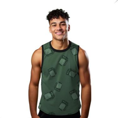 Imagem de Camiseta Regata Verão Estilo Moda Praia Televisão Verde Canais Assisti