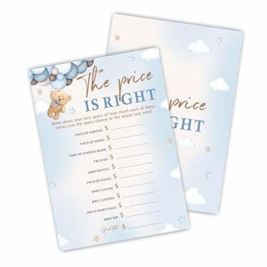 Imagem de 30 cartas de jogo The Price Is Right para chá de bebê jogo e atividade - urso e balões - Mommy Or Daddy cartas de jogo de preenchimento dupla face, jogo de revelação de gênero para lembrancinhas e