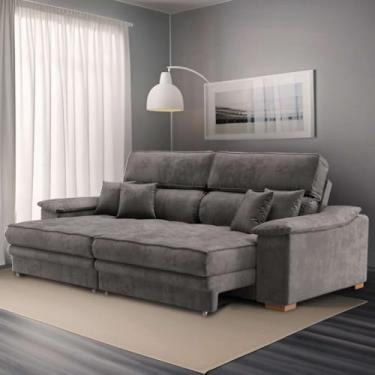 Imagem de Sofá 3 Lugares Retrátil e Reclinável Leonard Veludo Grafite