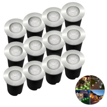 Imagem de Kit 12 Balizador Spot Led Embutir Para Solo 1w Prova Dágua Branco Frio Iluminação Jardim