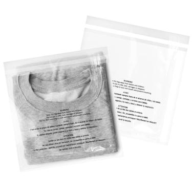 Imagem de 500 unidades – 20,32 cm x 25,40 cm, aviso de sufocamento, sacos plásticos transparentes de poliéster de 1,6 mil, para roupas, camisetas, folhetos, impressões, cola de artesanato para presente, resselável
