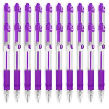 Imagem de Caneta esferográfica retrátil Zebra Z-Grip – Pacote econômico com 20 (violeta)