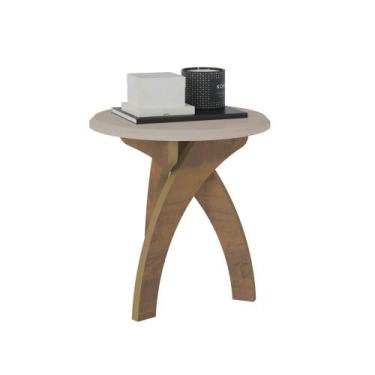 Imagem de Mesa de Apoio Lateral Jade Artely, Off white/Pinho