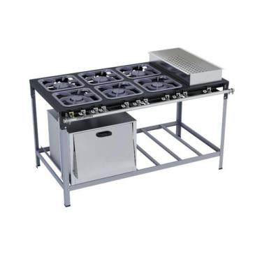 Imagem de Fogão Industrial 6 Bocas Grelhas 30X30 com Banho Maria e Forno M23 S20