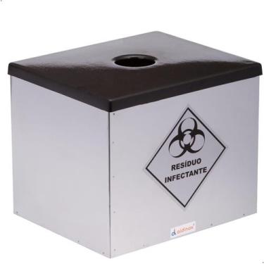 Imagem de Lixeira Inox Porta Coletor Para Material Perfurocortante 7l - Aldinox