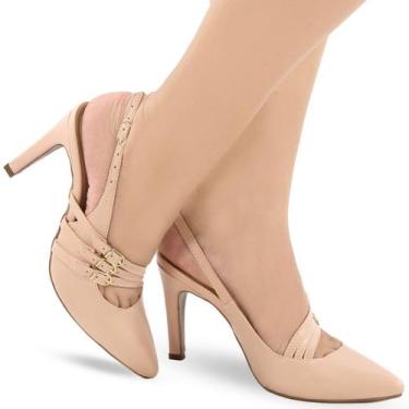 Imagem de Scarpin Feminino Slingback Salto Confortável P124 - Modarpe, Nude, 36
