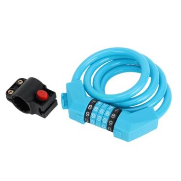 Imagem de Hihaha Trava de bicicleta/cadeado estendido de bicicleta trava espiral para ciclismo/bloqueio de bicicleta reinicializável resistente de 5 dígitos PVC 130 cm / 1 conjunto azul