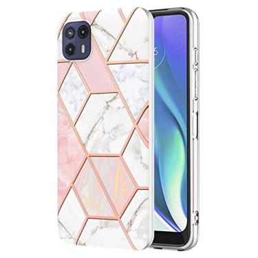 Imagem de Dinglijia Capa para Moto G50 5G, TPU macio + padrão de mármore de mosaico IMD, design fino, proteção de tela e câmera aprimorada para meninas e mulheres, capa para G50 5G YBPJ rosa e branco