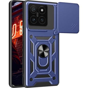 Imagem de Ephoou Capa protetora para Xiaomi 14 T com capa deslizante para câmera e suporte de anel, capa de proteção à prova de choque de grau militar para Xiaomi 14T SJ-azul