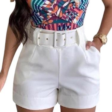 Imagem de Short Alfaiataria Social Feminino Com Cinto Cintura Alta - m & K Shop,