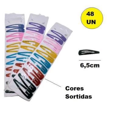 Imagem de Kit 48 Presilhas Cabelo Tic Tac 6,5cm Colorido Sortido - Lynx Produçõe